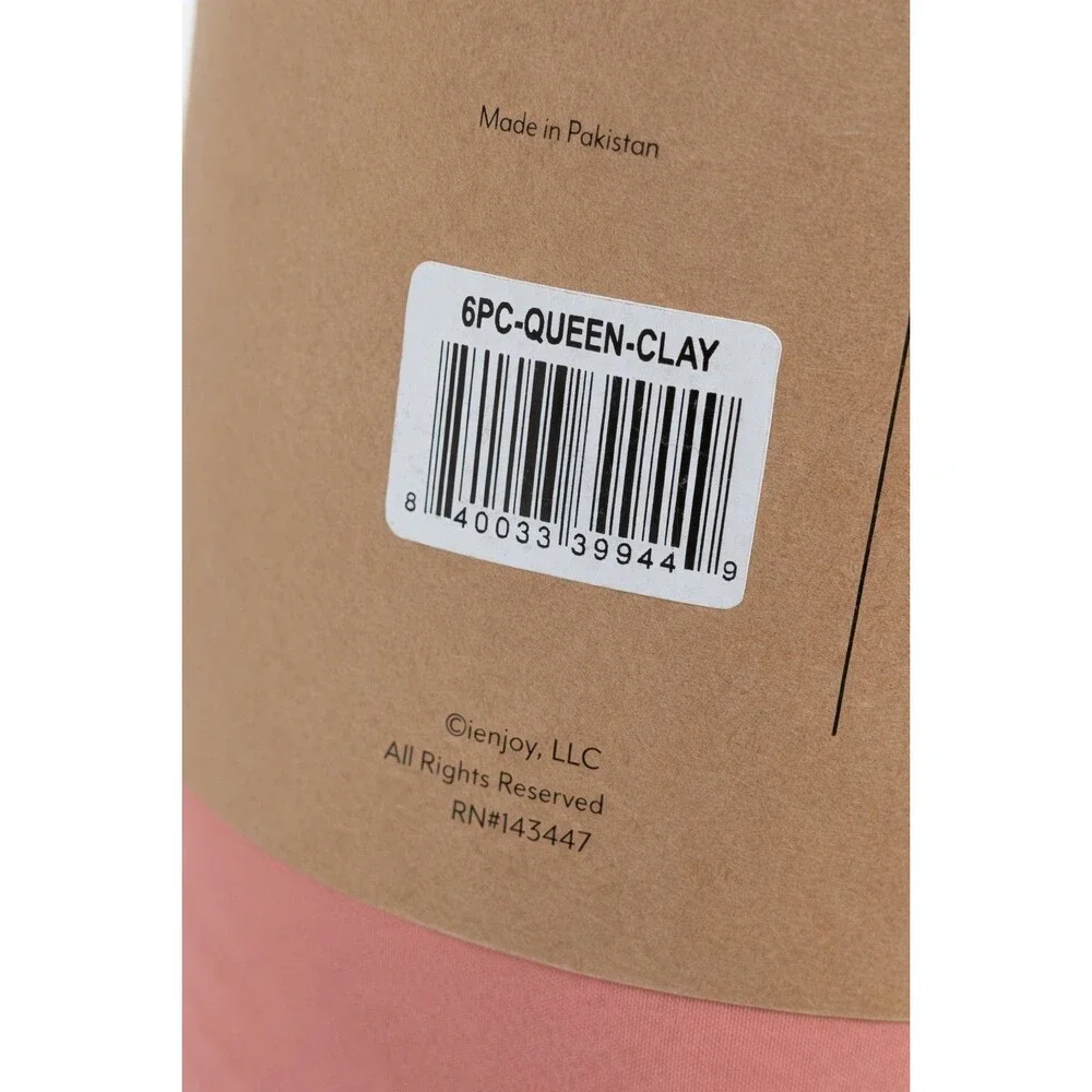 ienjoy Home Premium 6 Piece Queen Sheet Set Pink Clay Microfiber Deep Pocket NWT - Picture 4 of 12